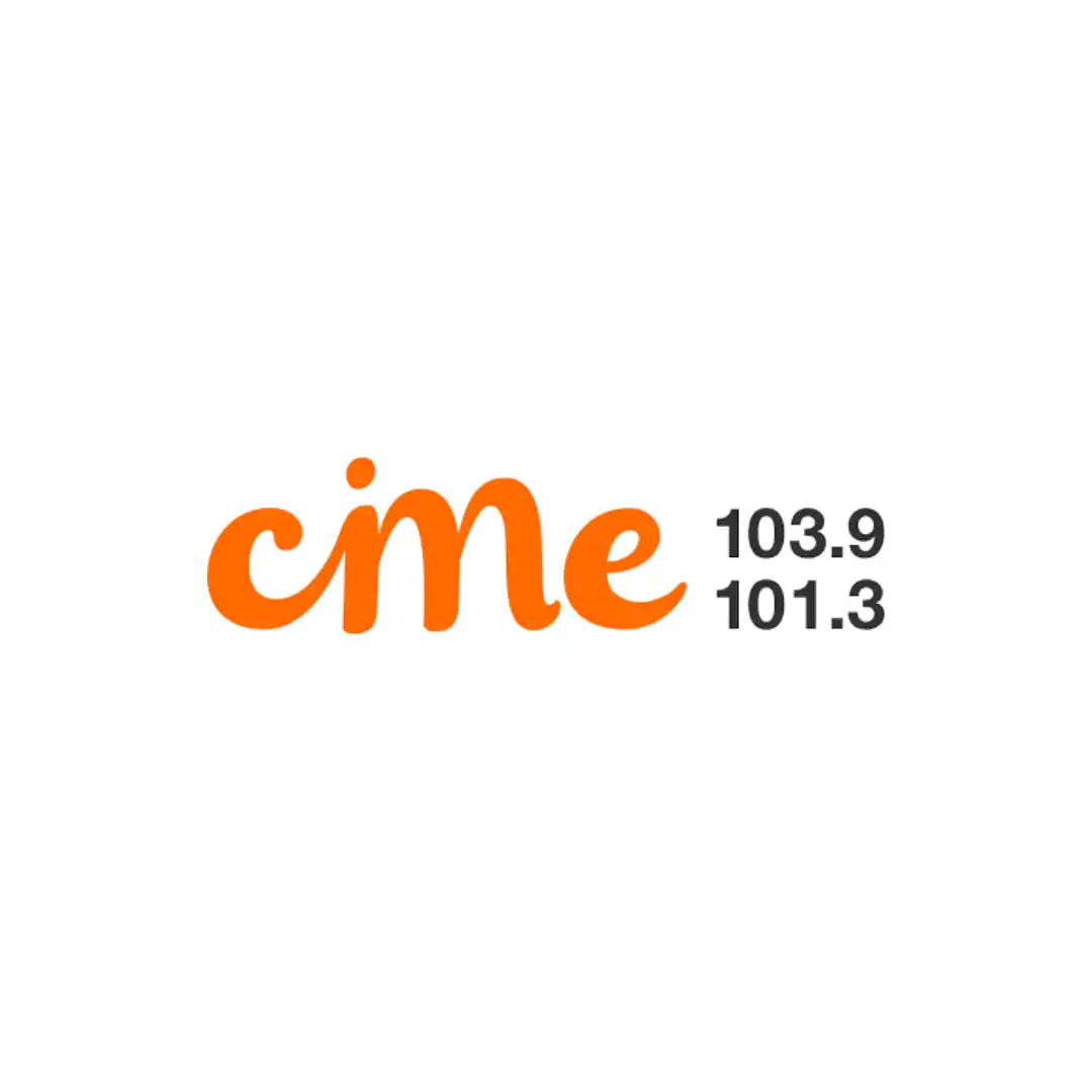 Un logo de station de radio avec des fréquences.