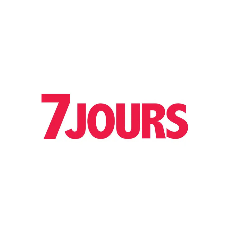 Un logo rouge avec le texte « 7 JOURS ».