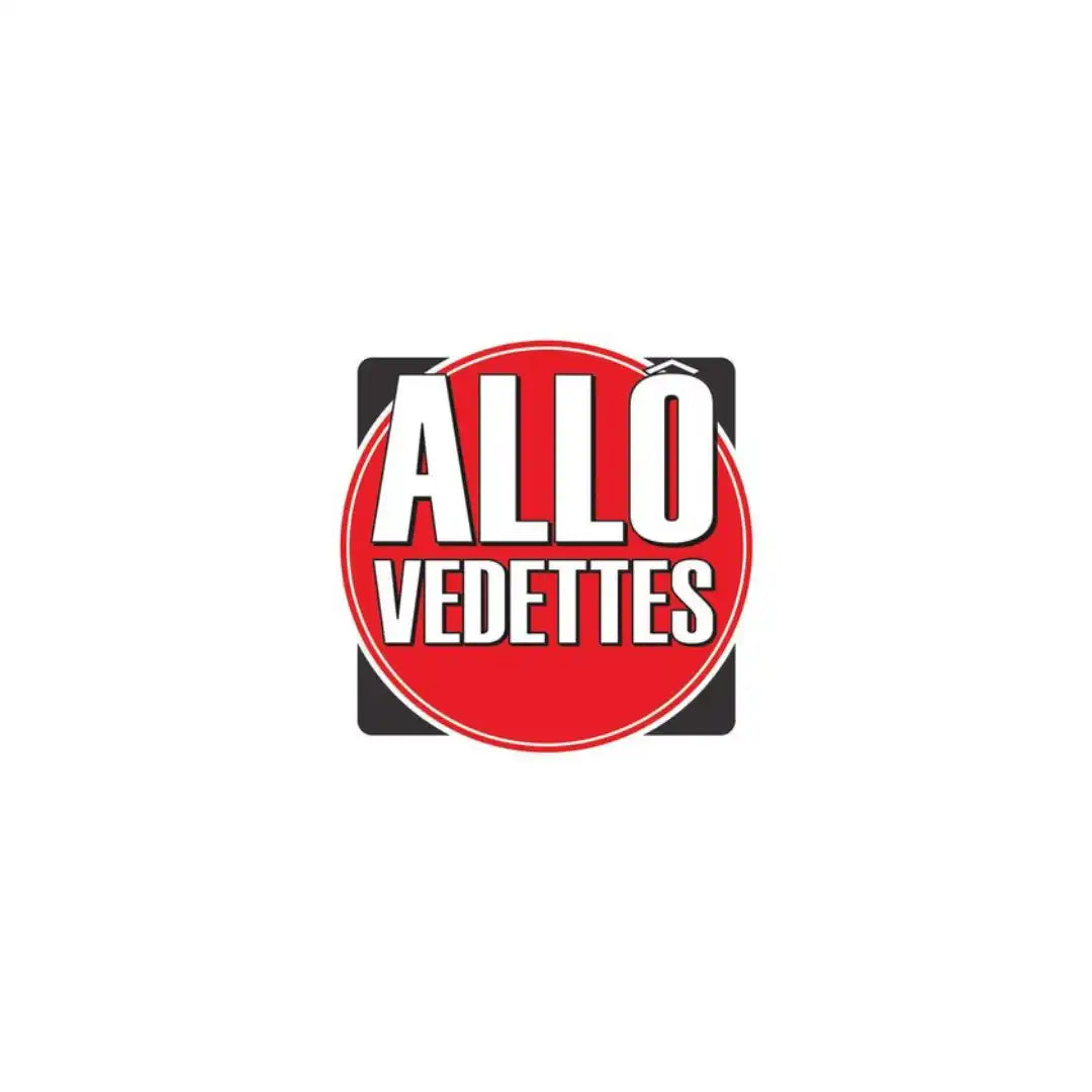 Un logo rouge et noir avec le texte ’ALLO VEDETTES’.